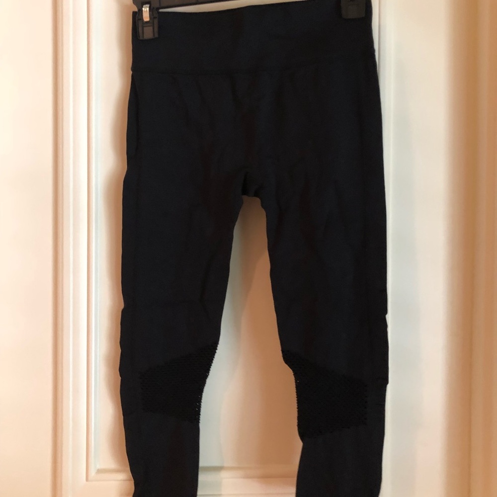 Fabletics Black Cropped Mesh Leggings